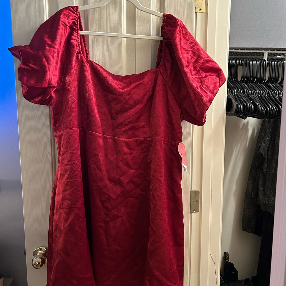 NWT ARULA Red Puff Sleeve Dress